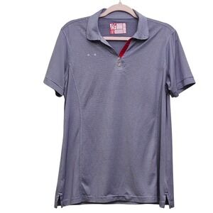 Chick-fil-A Polo Shirt Womens L Blue Striped Oobe Team Style Uniform Workwear